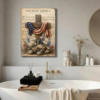 Ship Next Day – Patriotic Canvas Wall Art, God Bless America Cross with Flag, Rustic Country Farmhouse Decor, Wildflowers and Rocks, Americana Framed Prints for Bedroom - Image 4