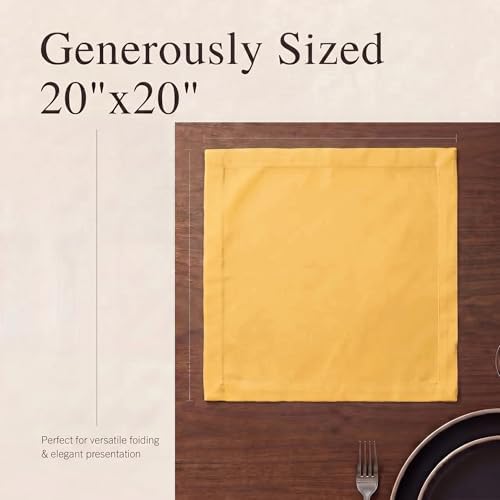 Urban Villa Cloth Napkins Cotton 20x20 (Set of 12) Mustard - Image 6