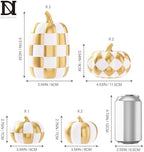 WDS WONDROUS 7PCS Fall Pumpkin Decor, Checkered Pumpkin Decoration for Home - Image 3