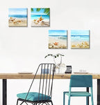 Beach Seashell Starfish Canvas Wall Art Decor Nautical for Bathroom Bedroom - Image 4
