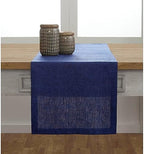 Solino Home 100% Pure Linen Dining Table Runner Navy, Athena 14 x 72 in - Image 2