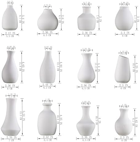 White Bud Vases Set of 12, Small Ceramic Mini Pottery Vases - Image 6