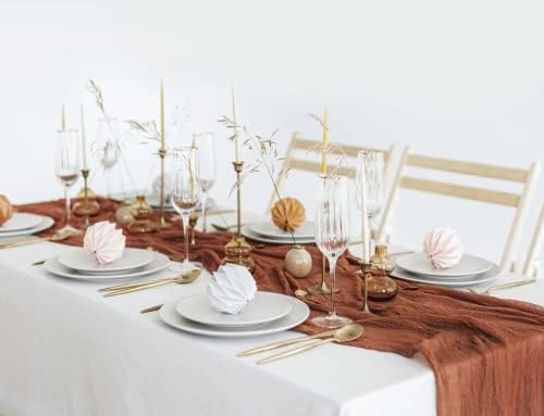 12 Pack Terracotta Cheesecloth Table Runner 10ft Boho Gauze Cheese Cloth Table Runner Rustic Sheer Runner 120 inch Long for Christmas Wedding Bridal Baby Shower Birthday Table Decorations - Image 2