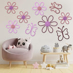 Wesiti 9 Pcs Boho Nursery Decor 3 Size Daisy Flower and Butterflies Woven Macrame Wall Hanging for Home Nursery Bedroom Dorm Wall Art(Fresh Color) - Image 6