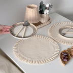 Gejoy 18 Pcs Burlap Placemat Wood Napkin Ring Dinner Napkin, Ivory - Image 6