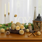 XmasExp 36PCS Velvet Christmas Ornaments Set Mixed Flocked Balls Ornaments Shatterproof Christmas Tree Decorations for Holiday,Party,Home(Light Coffee - Image 6
