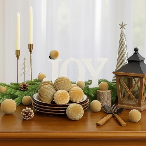 XmasExp 36PCS Velvet Christmas Ornaments Set Mixed Flocked Balls Ornaments Shatterproof Christmas Tree Decorations for Holiday,Party,Home(Light Coffee - Image 6