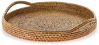 KOUBOO La Jolla Rattan Serving Ottoman Tray with Handles, Honey Brown by KOUBOO