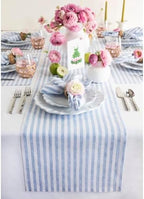 Solino Home 100% Pure Linen Table Runner, 14 x 156 in, Blue, Amalfi Stripe by SolinoHome