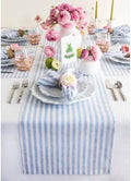 Solino Home 100% Pure Linen Table Runner, 14 x 144 in, Blue, Amalfi Stripe by SolinoHome