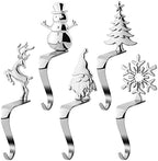 URATOT Christmas Stocking Holders Non-Slip Metal Stocking Hooks Mantel Stocking Holders Hanger in 5 Designs for Christmas Decoration, Silver, Set of 5 by URATOT