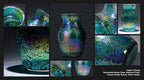 8" Iridescent Crackle Glass Vase, Handmade Deep Teal Green & Violet Mosaic Flower Vase, Dynamic Light-Reactive Art Centerpiece for Home Decor - Image 3