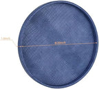 HofferRuffer Round Serving Tray 20'', Elegant Faux Leather Circle Ottoman Table Tray, Serve Tea Coffee Breakfast in Bedroom Living Room Kitchen (Blue, 20") - Image 2