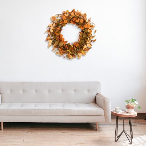 Eucalyptus Fall Wreaths for Front Door 22", Handmade Fall Leaves Wreath for Autumn, Floral Farmhouse Wreath for Wall and Outside Indoors - Image 4