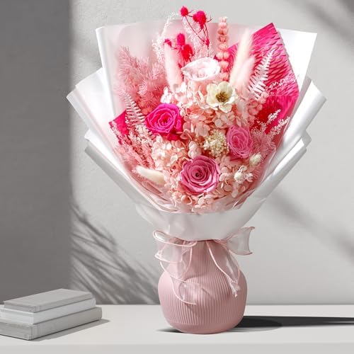 Bonsion Preserved Flowers Gifts for Women, Flower for Delivery, Light Pink Roses Gifts fo Her, Preserved Roses Bouquets, Birthday Gifts for Grandma, Mothers Day Flowers for Wife - Image 4