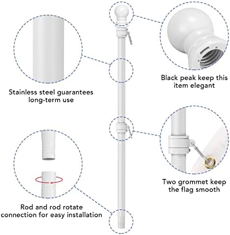 Yeesun 6FT Flag Pole for Outside House with 3 x 5 FT Flag, Bracket, White - Image 2