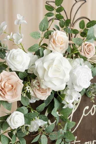 Ling's moment Welcome Sign Flowers, Wedding Floral Swag, White and Sage - Image 3