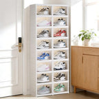 Shoe Box Foldable Storage Box Installation-free Clear Plastic Stackable Shoe Storage Cabinet Shoe Organizer Shoe Container Box with Lids Large Size Shoe Rack (8 Tiers 16 Pairs) - Image 3