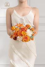 TINGE TIME Fall Artificial Flower Combo, Rose Dahlia Burnt Orange - Image 3
