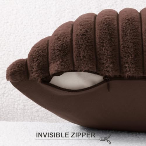 Pallene Faux Fur Decorative Throw Pillow Covers 24x24 Set of 2, Chocolate - Image 3