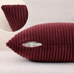 Mecatny Corduroy Decorative Throw Pillow Covers 26x26 Set of 2 Burgundy - Image 5