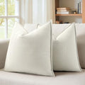 MIULEE Pack of 2 Cream White Euro Shams Chenille Pillow Covers 26x26 Inch by MIULEE