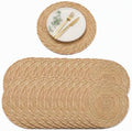 60Pcs Round Placemats Bulk Plate Chargers Set, 11.81in Woven Placemat Rustic Braided Straw Rattan Charger Natural Cattail Place Mat for Wedding Party Table Single Tableware Use (60pcs) by CeRaBuRET
