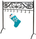 Red Co. 38” Snowflake Scroll Metal Freestanding Christmas Stocking Holder Stand with 8 Hooks, Black by RedCo