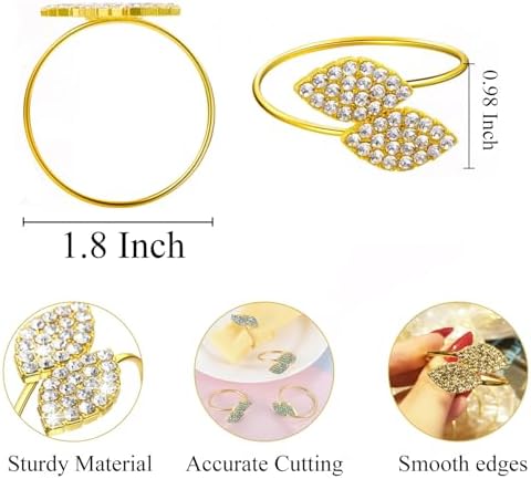 Set of 100 Napkin Rings Metal Gold Elegant Bling Leaves Rhinestone Napkin Ring, Napkin Rings Bulk Dinner Banquet Serviette Decor, Dining Table Setting for Thanksgiving Christmas Holiday Wedding Party - Image 2