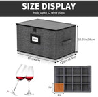 2-Pack Wine Glass Storage Box with Dividers, Hard Shell Stemware Storage - Image 2