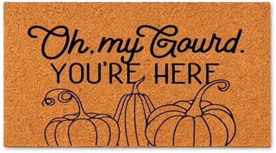 Funny Fall Doormat - Oh My Gourd You're Here Welcome Door Mat (36x60) 1796 by WoodByStu