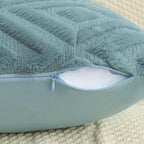 Pallene Fall Light Teal Faux Fur Throw Pillow Covers 20x20 Set of 2 - Image 3