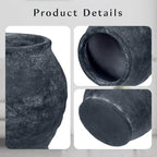 Briful Rustic Vintage Ceramic Pottery Vase, 6.1'' Farmhouse Table Decor with Distressed Texture, Wide Mouth Decorative Jar Vases for Home Decor, Shelf & Entryway, Black - Image 3