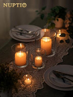 NUPTIO Thick Glass Hurricane Pillar Candle Holders, Set of 3 - Image 5
