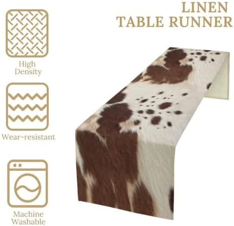 Cow Print Table Runner, Brown Cowhide Print Western Pattern for Home Kitchen Table Decor Dining Coffee Room Party Decor 13x120in - Image 4