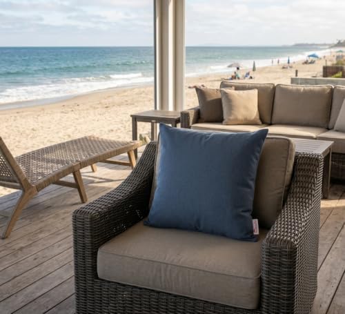 Outdoor/Indoor Sunbrella Throw Pillows Square Set of 2 Pieces 16 inch x 16 inch Cast Harbor - Cover Only, Insert Not Included - Image 4