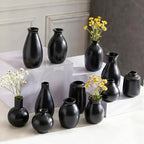 Ceramic Bud Vases Set of 12, Black Small Vase in Bulk, Mini Pottery Vases for Pampas Grass Clay Vase for Wedding Table Centerpieces Decoration Modern Boho Rustic Home Decor by Tenforie