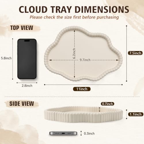 11 in Resin Coffee Table Tray for Home Decor,Bandejas Decorativas para La Sala for Coffee Table Decor,Modern Organizer for Living Room&Kitchen Counter(Model B Beige) - Image 2