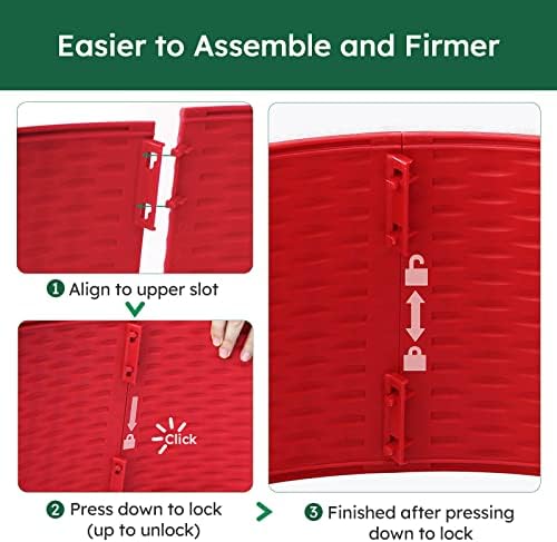 HarcoHome Christmas Tree Collar, 28.4" D Round Base Cover, Plastic Rattan Collar, Tree Ring for Artificial Trees, Tree Skirt for Artificial Xmas Tree Decorations (Extra Large, Red) - Image 5