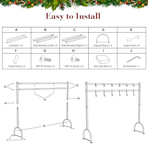 Housolution Christmas Stocking Holder Stand with 12 Hooks - Image 6