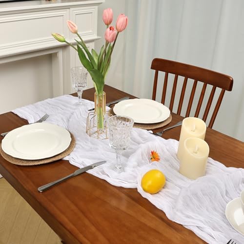 16 Pack White Cheesecloth Table Runner 23 x 120 Inch 10Ft - Image 3
