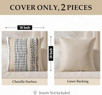 ANRODUO Boho Decorative Pillow Covers Gray Blue Stripe 26x26 Inch Pack of 2 - Image 4