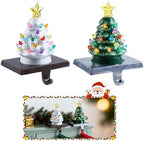 Minetom Ceramic Christmas Stocking Holders with LED - Green and White Set of 2 for Mantle & Window by Minetom