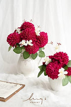 Ling's moment Hot Pink Fuchsia Artificial Dahlias, Wedding Flowers, 25 pcs - Image 2