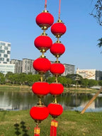 2String 10PCS 40Inch Pure Red Flannel Chinese Tassel Lantern Chinese New Year Decorations for Party Wedding Supplies Spring Festival Decorations Mid-Autumn Moon Festival Wedding Party Ornaments - Image 2