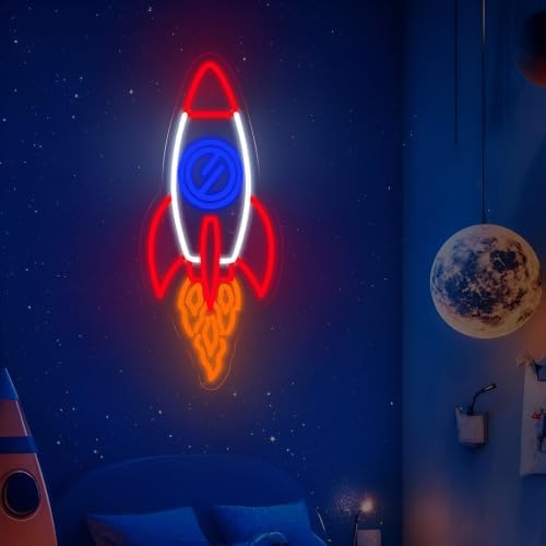 Rocket Neon Sign for Kids Bedroom, Space Decor for Boys Gaming Room - Image 2