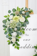 Pack of 2 Artificial Flowers for Backdrop Decoration, Wedding Arch Flowers,Reception Welcome Sign, Eucalyptus Garland, Suited to Aisle Decor and Wedding Arches（White Green） - Image 4