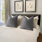 MIULEE Pack of 2 Grey Euro Shams Chenille Pillow Covers 24x24 Inch - Image 5