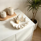 Marble White Stone Decorative Bowl, 10 Inch Modern Ruffled Wavy Tray Decor - Image 4