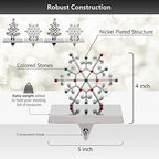 Nickel-Plated Christmas Stocking Holders 4-Pack with Snowflake & Tree Stand Colored Stones, Ideal for Fireplace & Shelf - Image 2